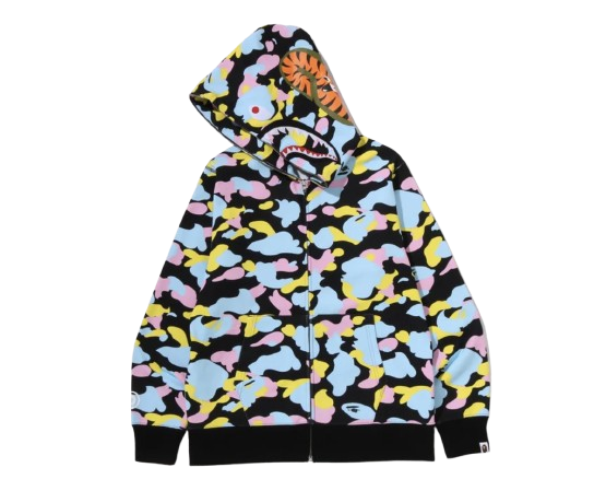 NEW MULTI CAMO SHARK FULL ZIP HOODIE